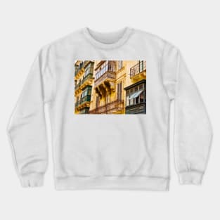 Traditional Colorful Maltese Balcony In Historical Part Of Valletta Crewneck Sweatshirt